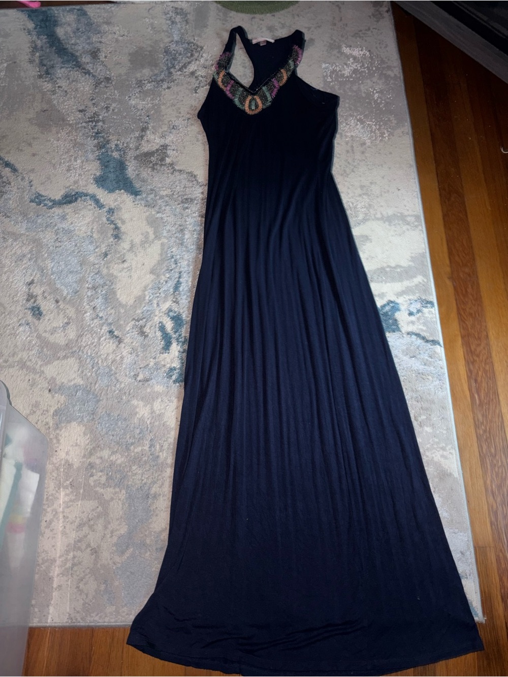 Romeo & Juliet Couture Black Maxi Dress with Beaded Halter Neck